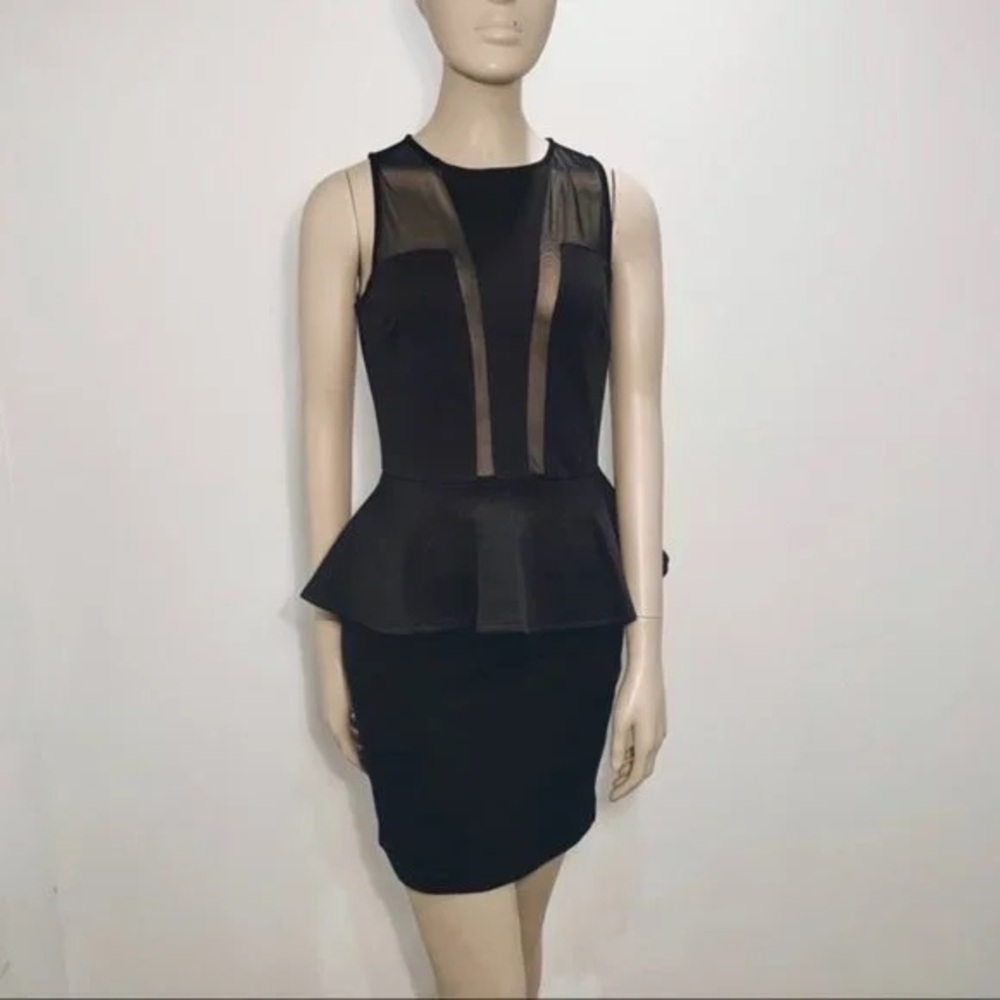 NWOT Black Mesh Cutout Bodycon with Peplum